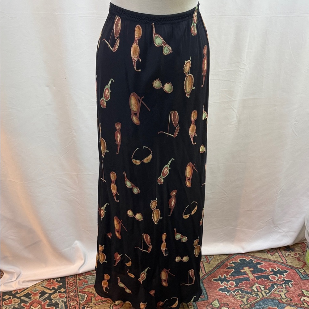 Black Maxi Skirt with Sunglass Print